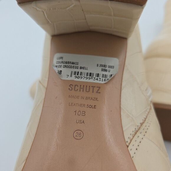 Schutz Women's Size 10B Leather Croco Ankle Boots Lupe Eggshell Side Zip EUC - Picture 10 of 10